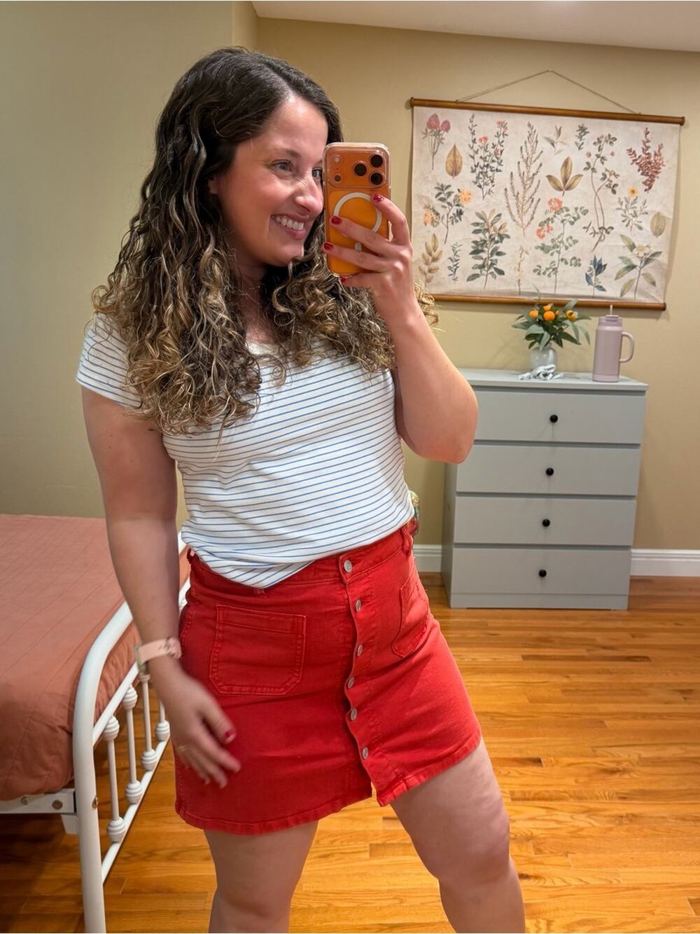 GAP Red Button-Front Mini Skirt Denim 29